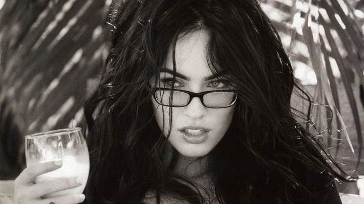 Megan Fox Black N White Drinking Glass In Hand